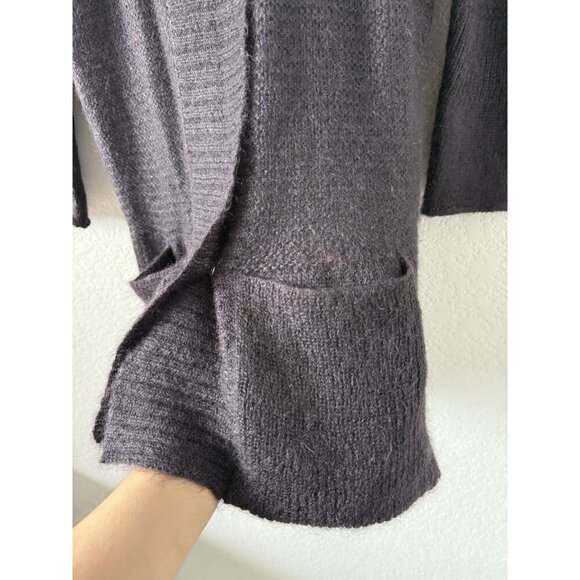 Eileen Fisher Mohair Wool Open Knit Snap Button Longline Cardigan Deep Purple S - Picture 9 of 9